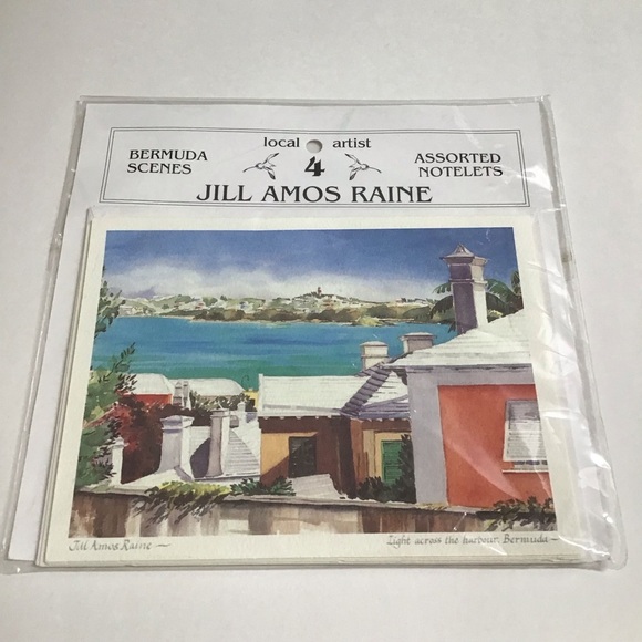 Jill Amos Raine Bermuda Artist Watercolor Scenes SET OF 4 Notelets Assorted NEW - Picture 2 of 14